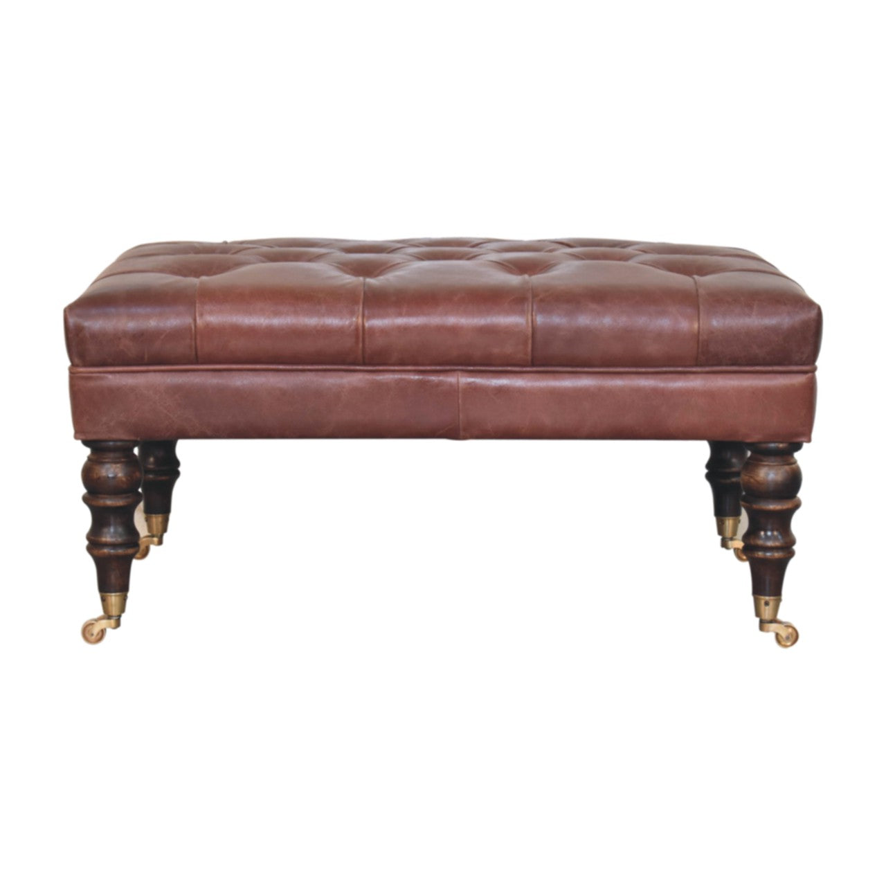 Pouf buffle marron cuir Castor Legs