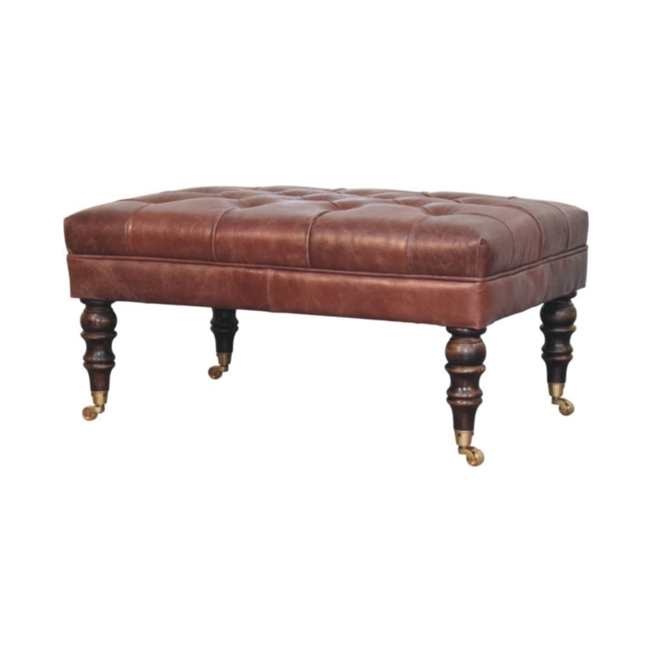 Pouf buffle marron cuir Castor Legs