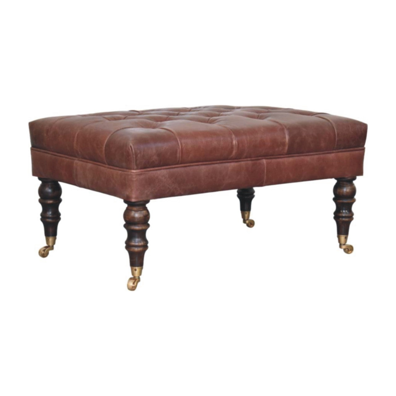 Pouf buffle marron cuir Castor Legs