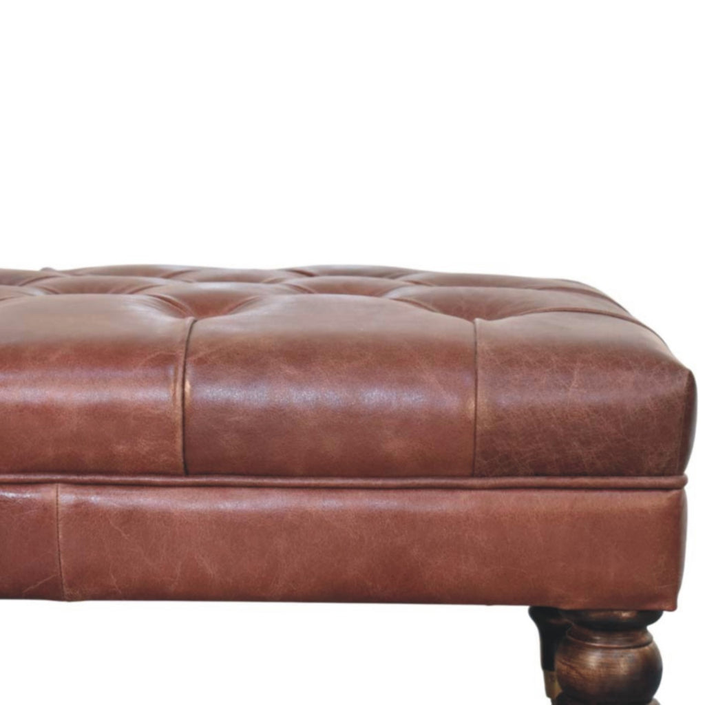 Pouf buffle marron cuir Castor Legs