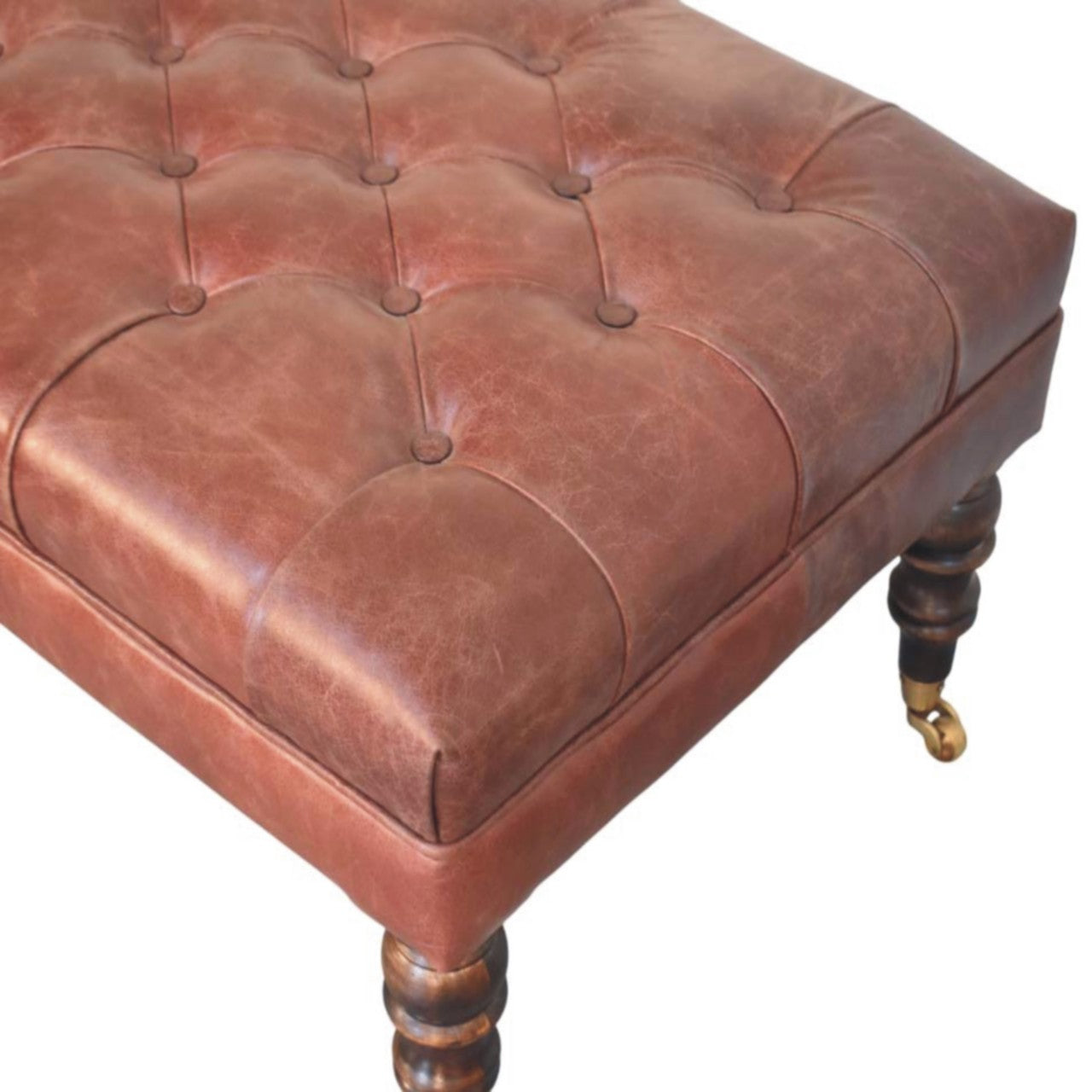 Pouf buffle marron cuir Castor Legs