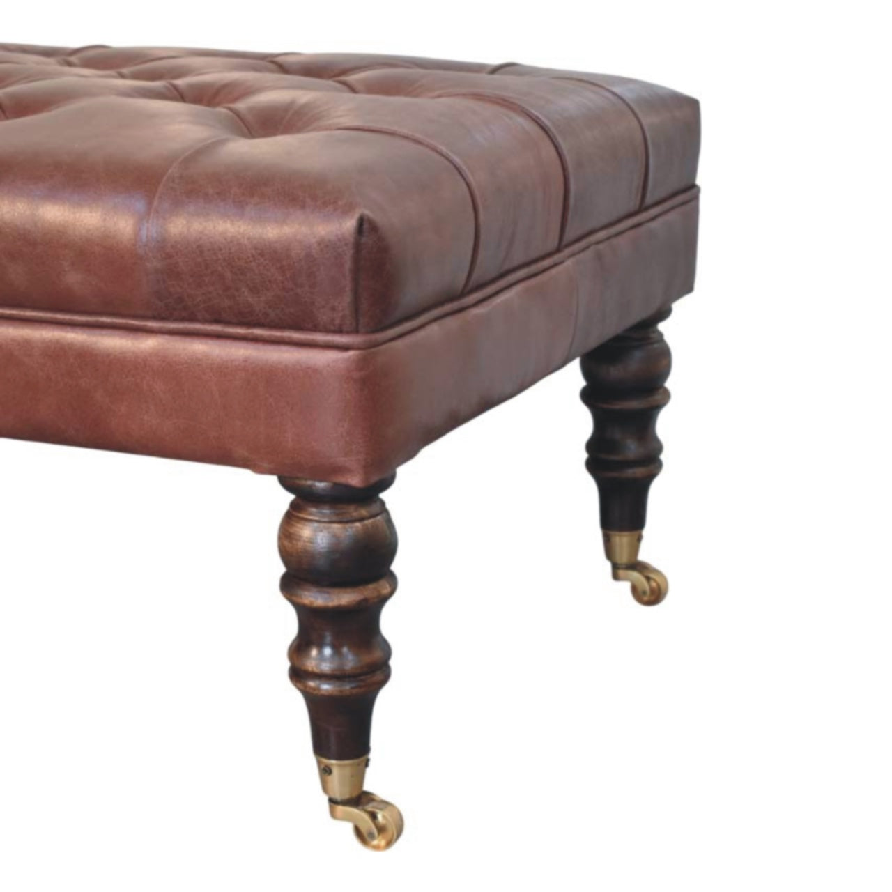 Pouf buffle marron cuir Castor Legs