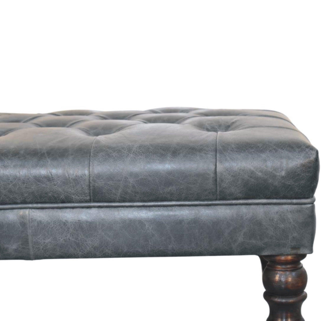 Pouf buffle bleu canard cuir Castor Legs
