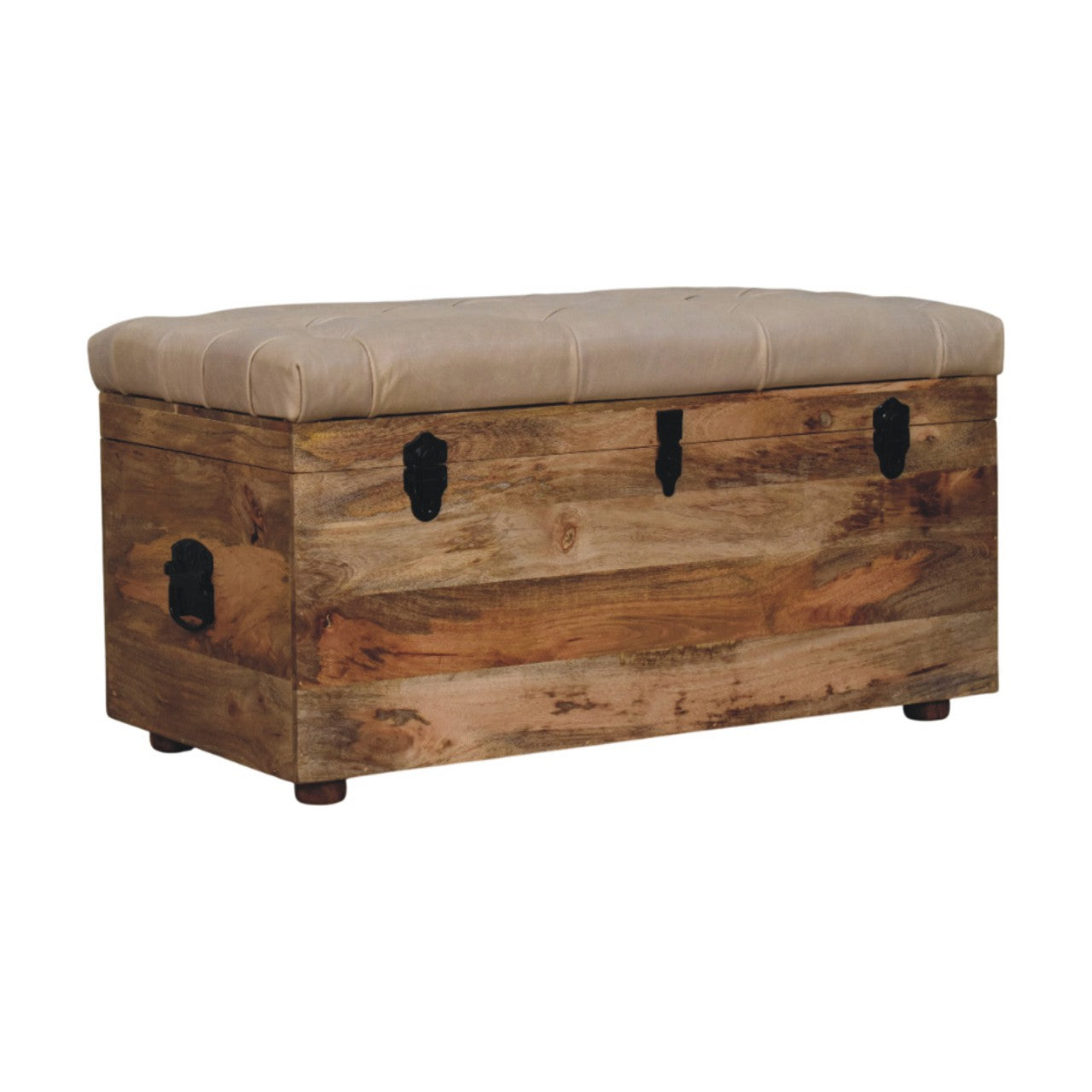 Coffre de rangement Beige buffle cuir