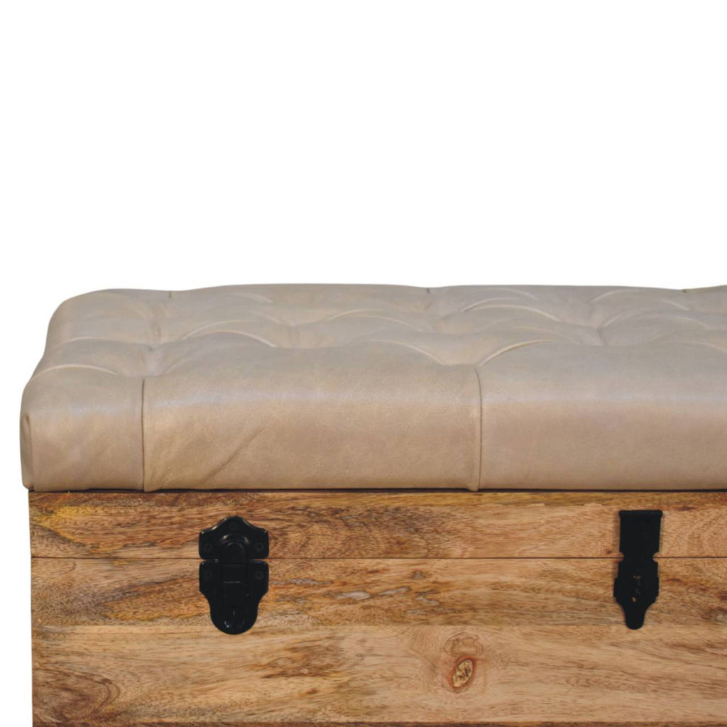 Coffre de rangement Beige buffle cuir