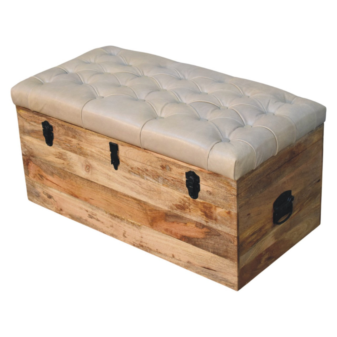Coffre de rangement Beige buffle cuir