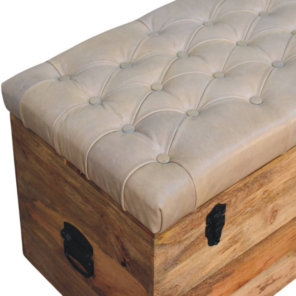 Coffre de rangement Beige buffle cuir