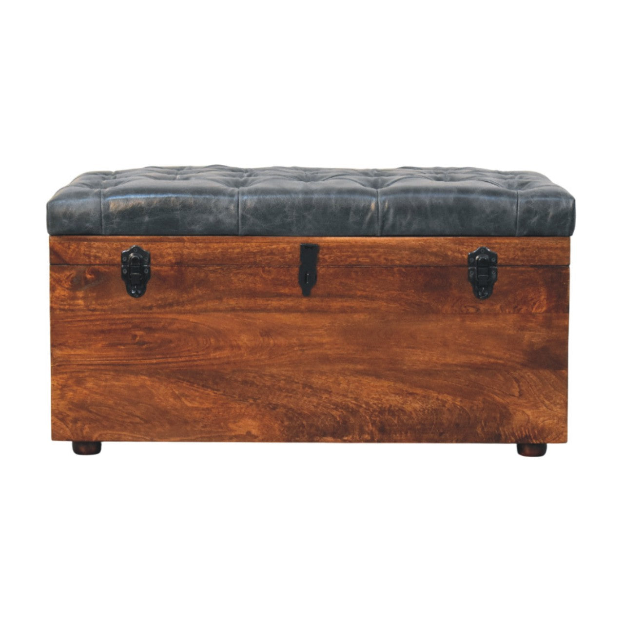 Coffre de rangement noir buffle cuir