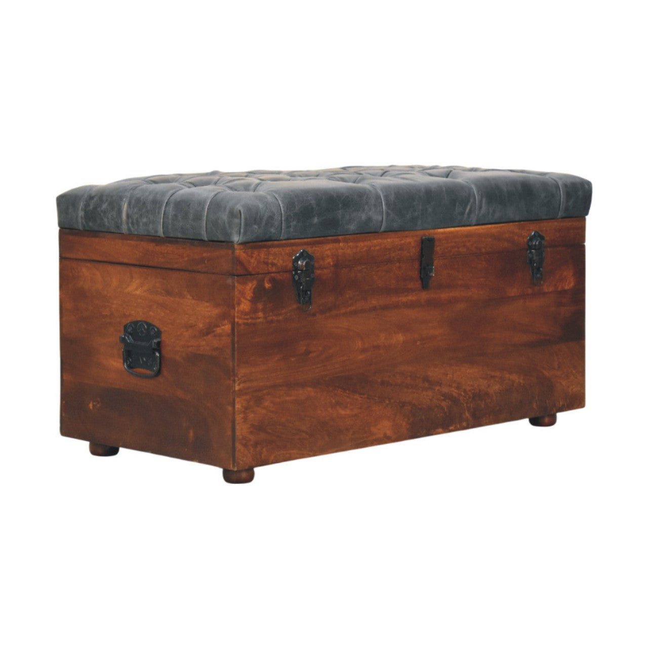 Coffre de rangement noir buffle cuir