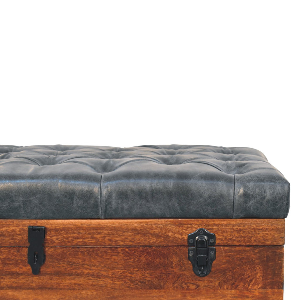 Coffre de rangement noir buffle cuir