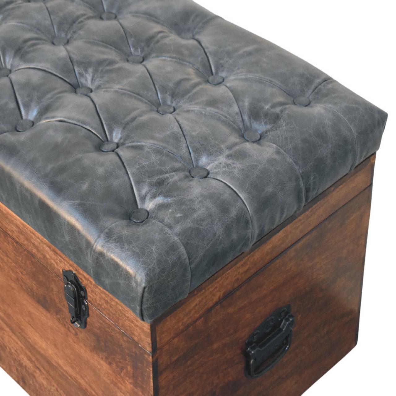 Coffre de rangement noir buffle cuir