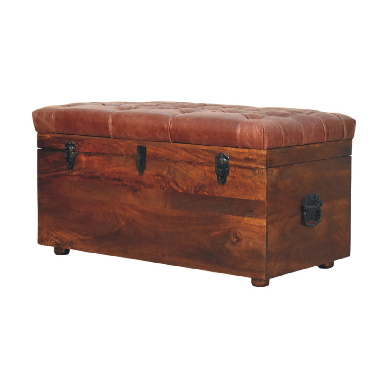 Coffre de rangement marron buffle cuir
