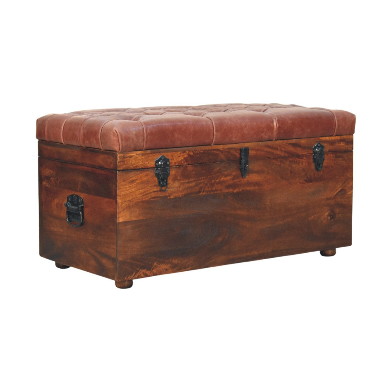 Coffre de rangement marron buffle cuir