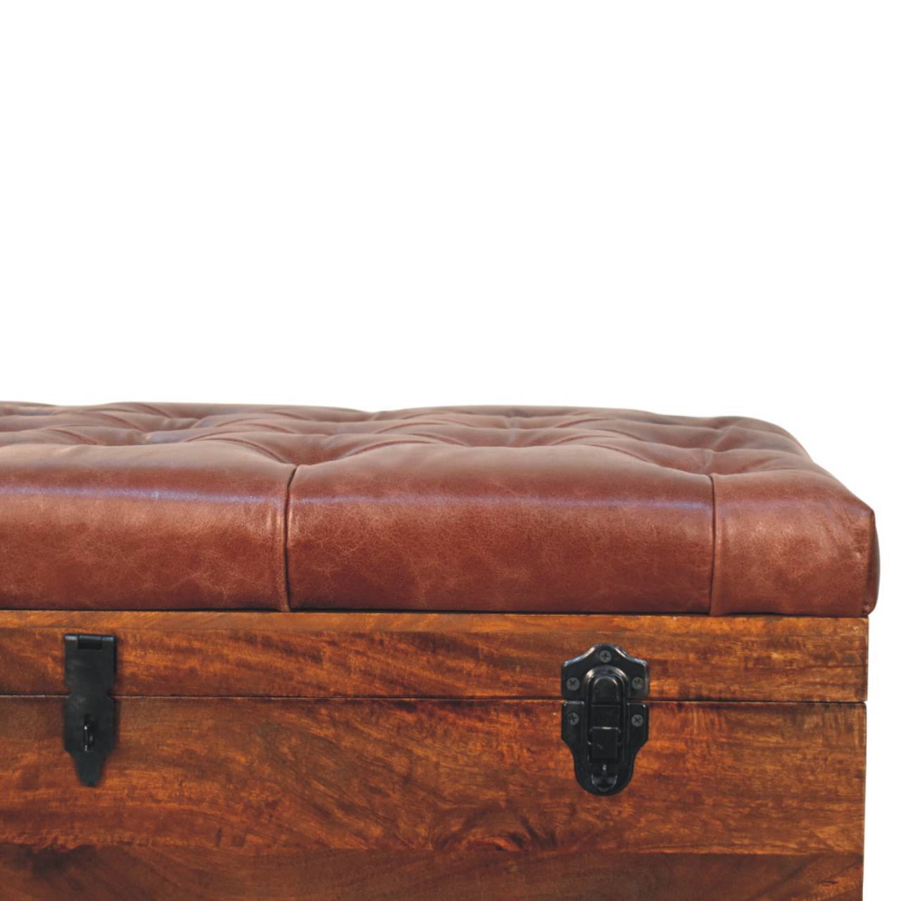 Coffre de rangement marron buffle cuir