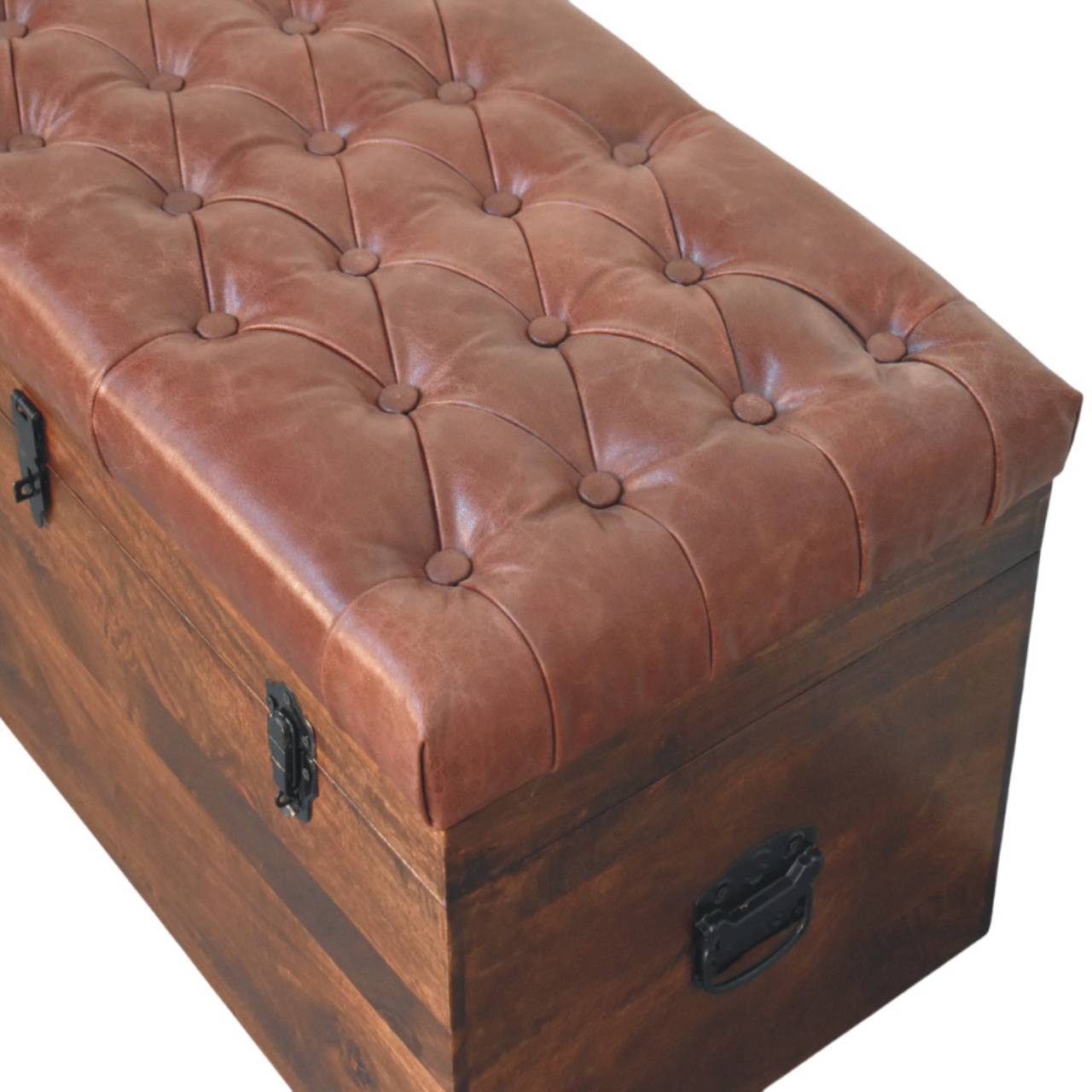 Coffre de rangement marron buffle cuir