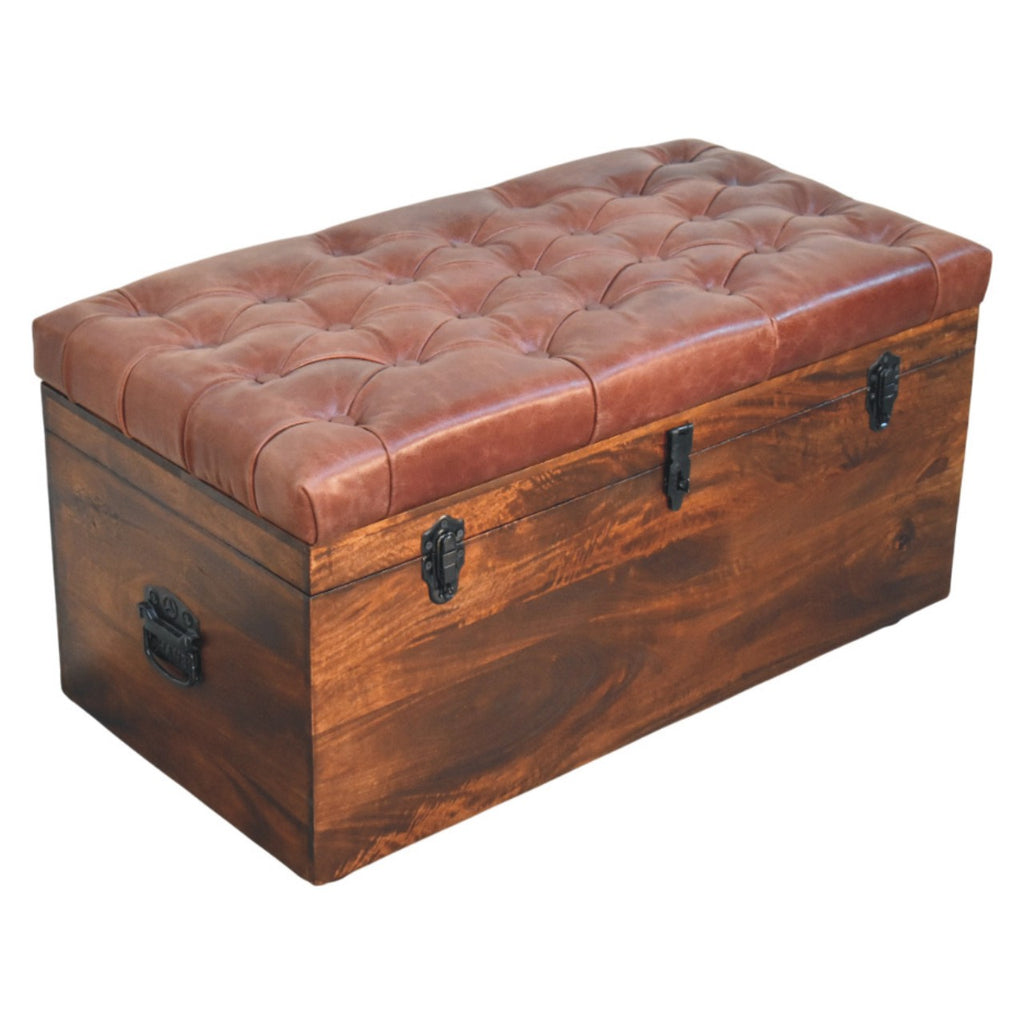Coffre de rangement marron buffle cuir