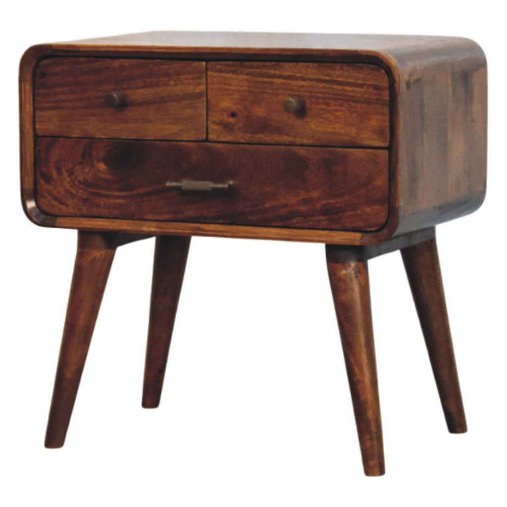 Table de chevet Avora 3 Tiroirs châtaigne