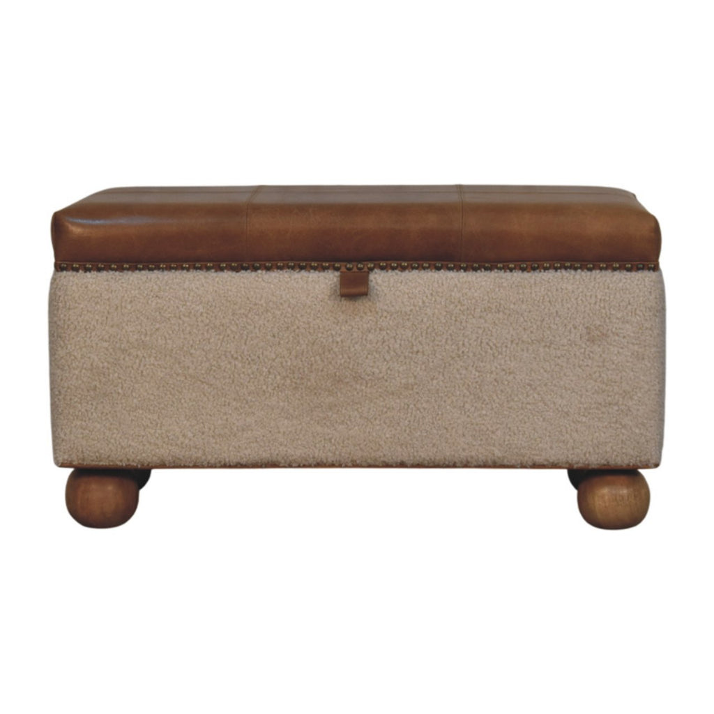Pouf bouclé Lid Up rangement