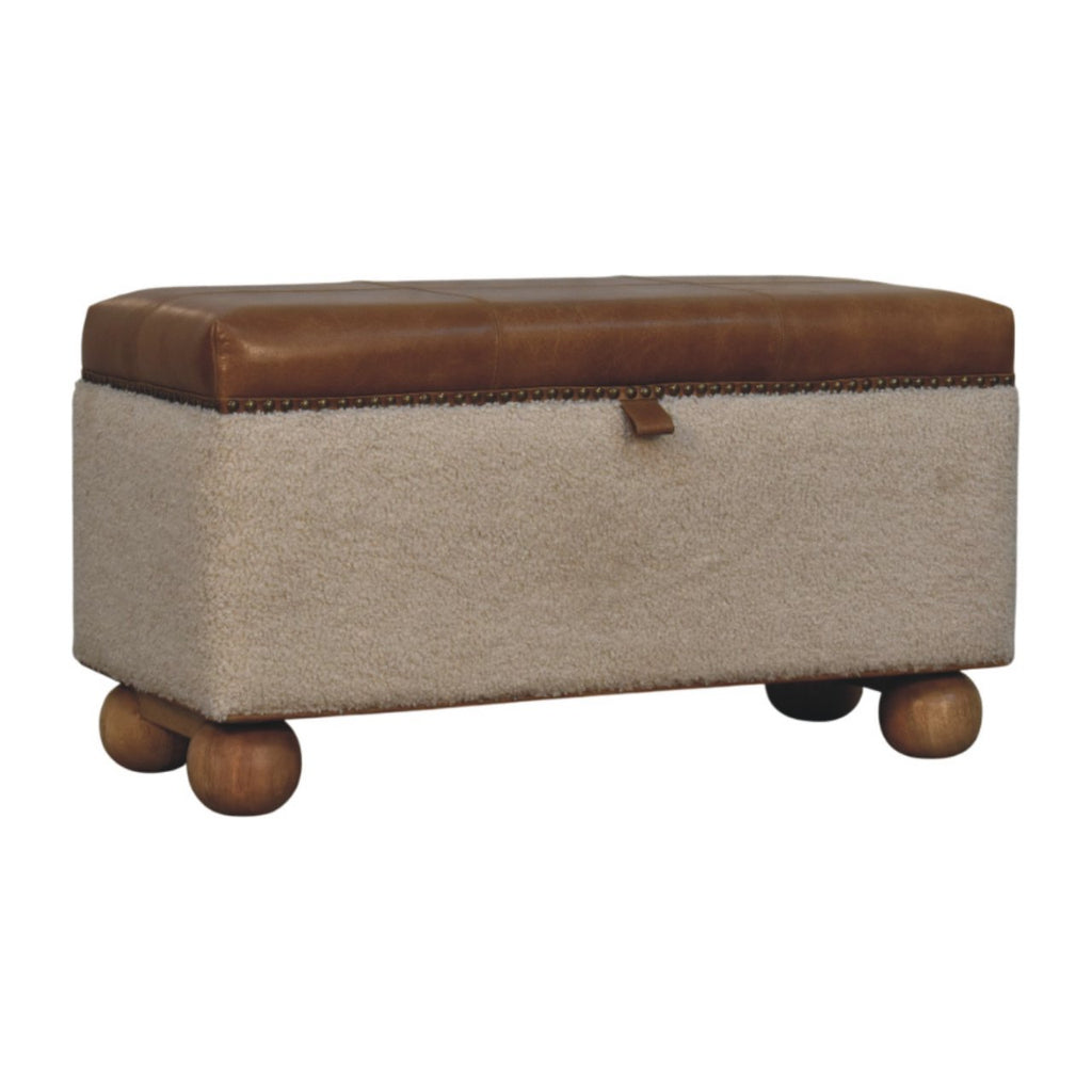 Pouf bouclé Lid Up rangement