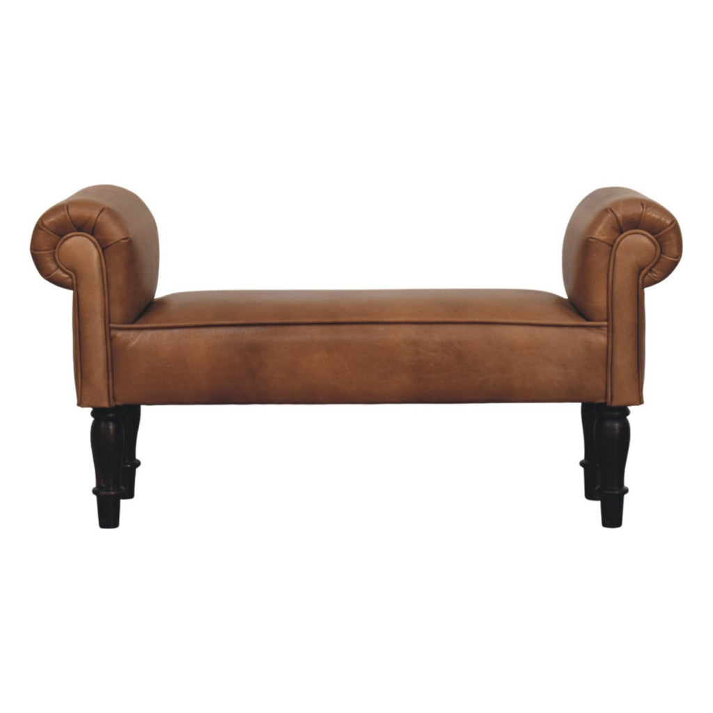 Banc marron buffle cuir Rolled Arms
