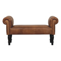 Banc marron buffle cuir Rolled Arms