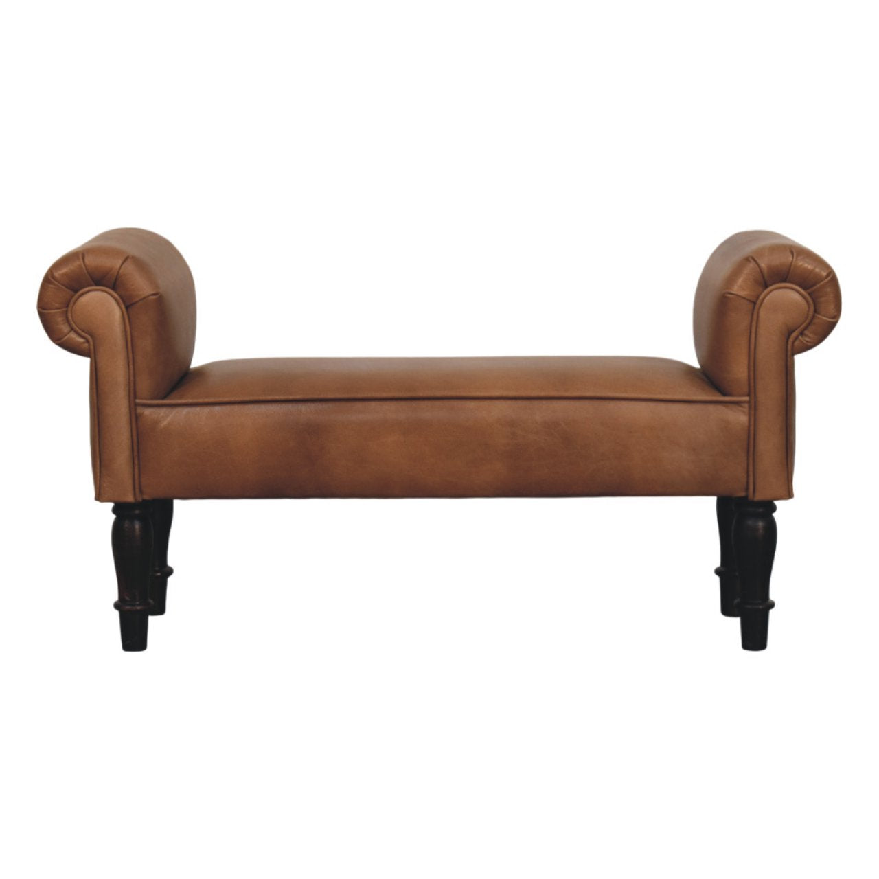 Banc marron buffle cuir Rolled Arms