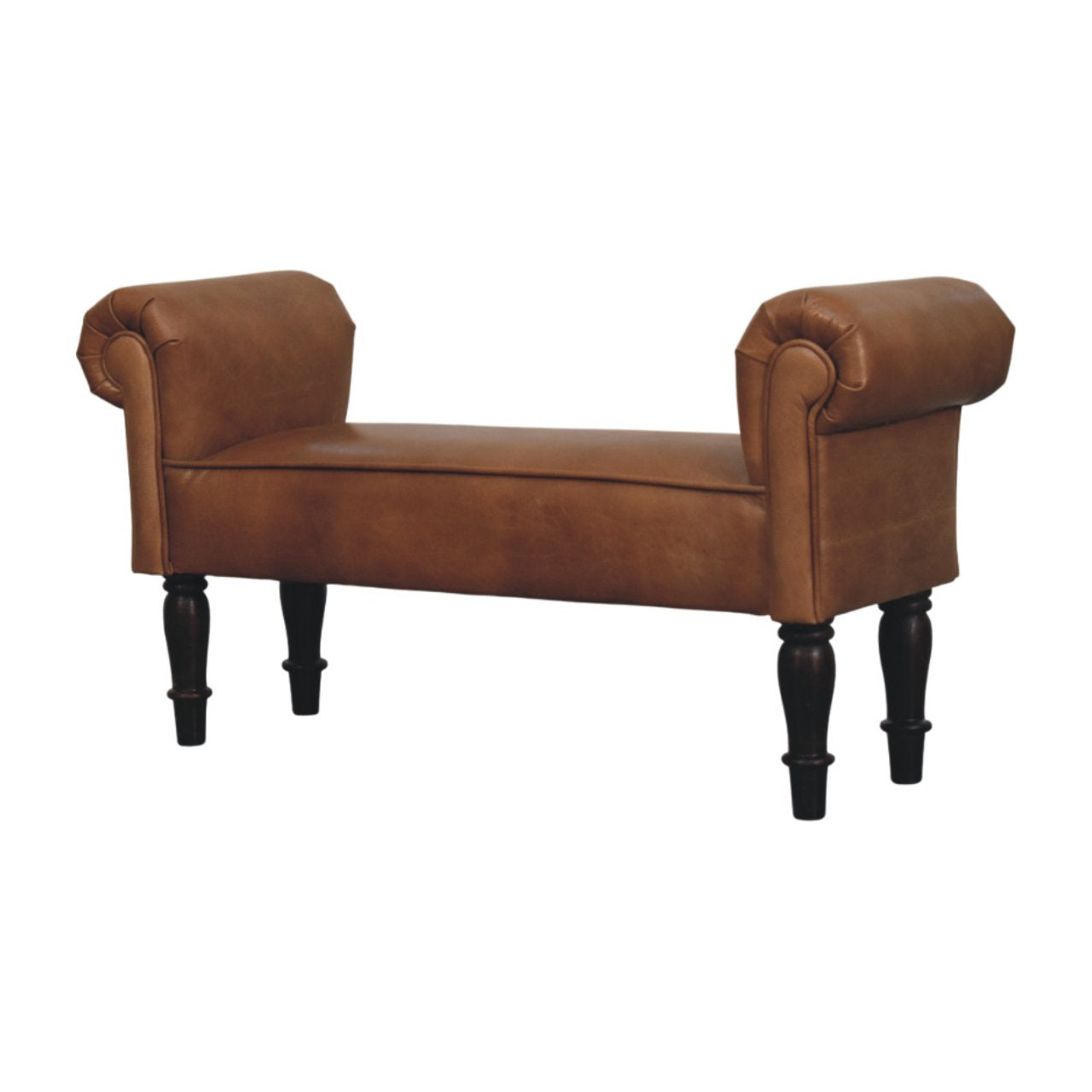 Banc marron buffle cuir Rolled Arms