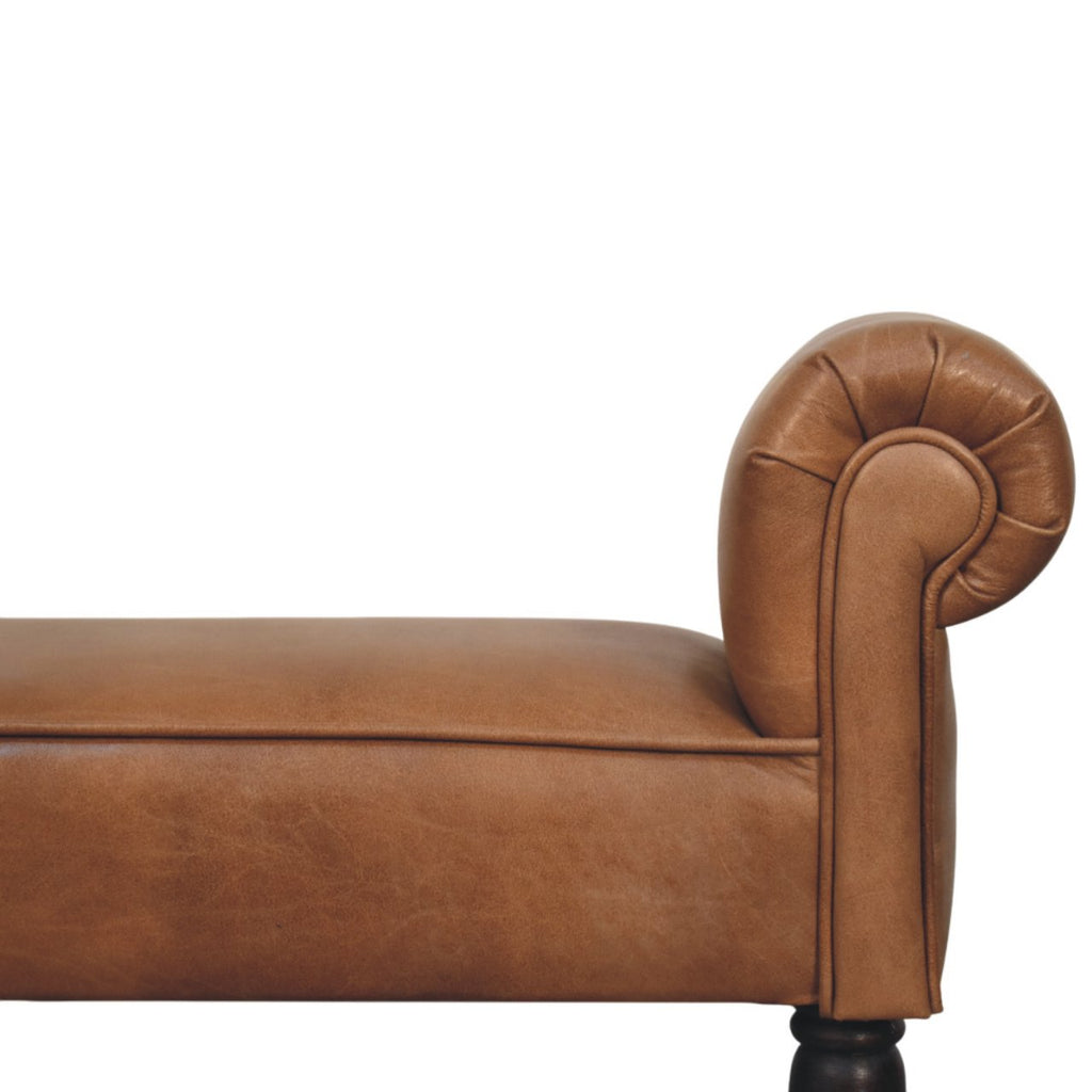 Banc marron buffle cuir Rolled Arms
