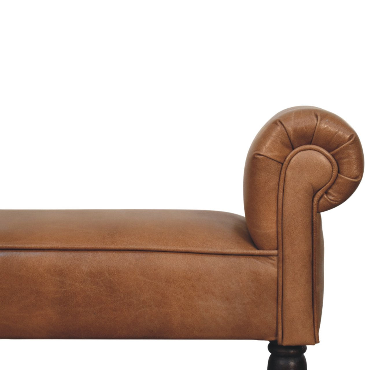 Banc marron buffle cuir Rolled Arms