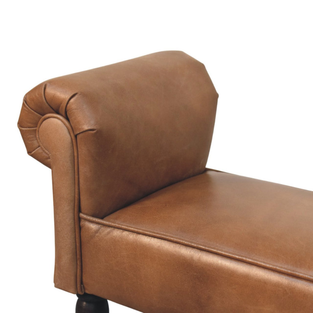 Banc marron buffle cuir Rolled Arms