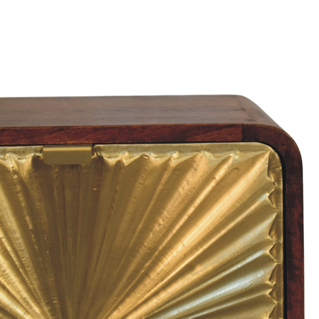 Table de chevet Avora laiton Embossed 2 Tiroirs châtaigne