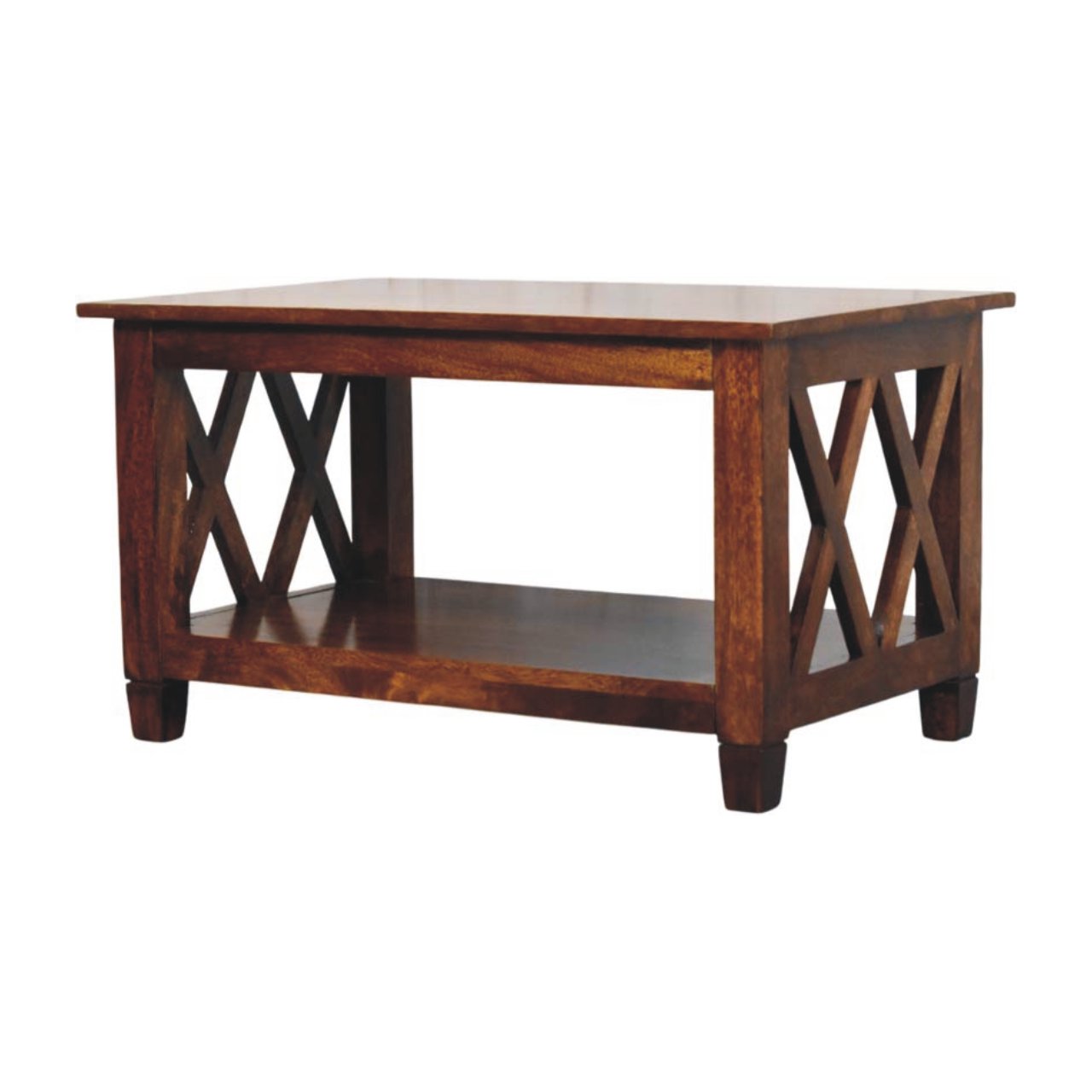Table basse Belmont croisé cadre châtaigne