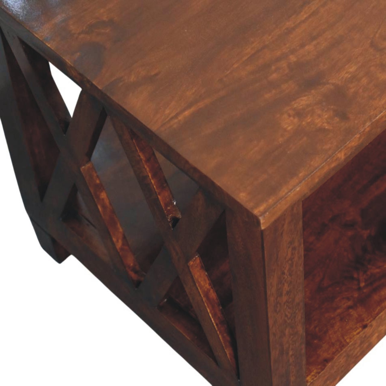 Table basse Belmont croisé cadre châtaigne
