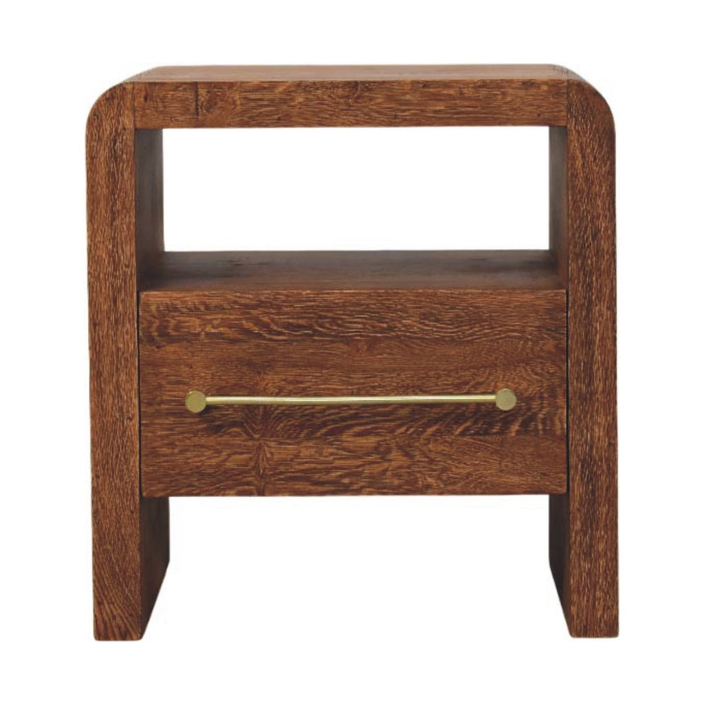 Table de chevet Aurelio chêne fumé ouvert