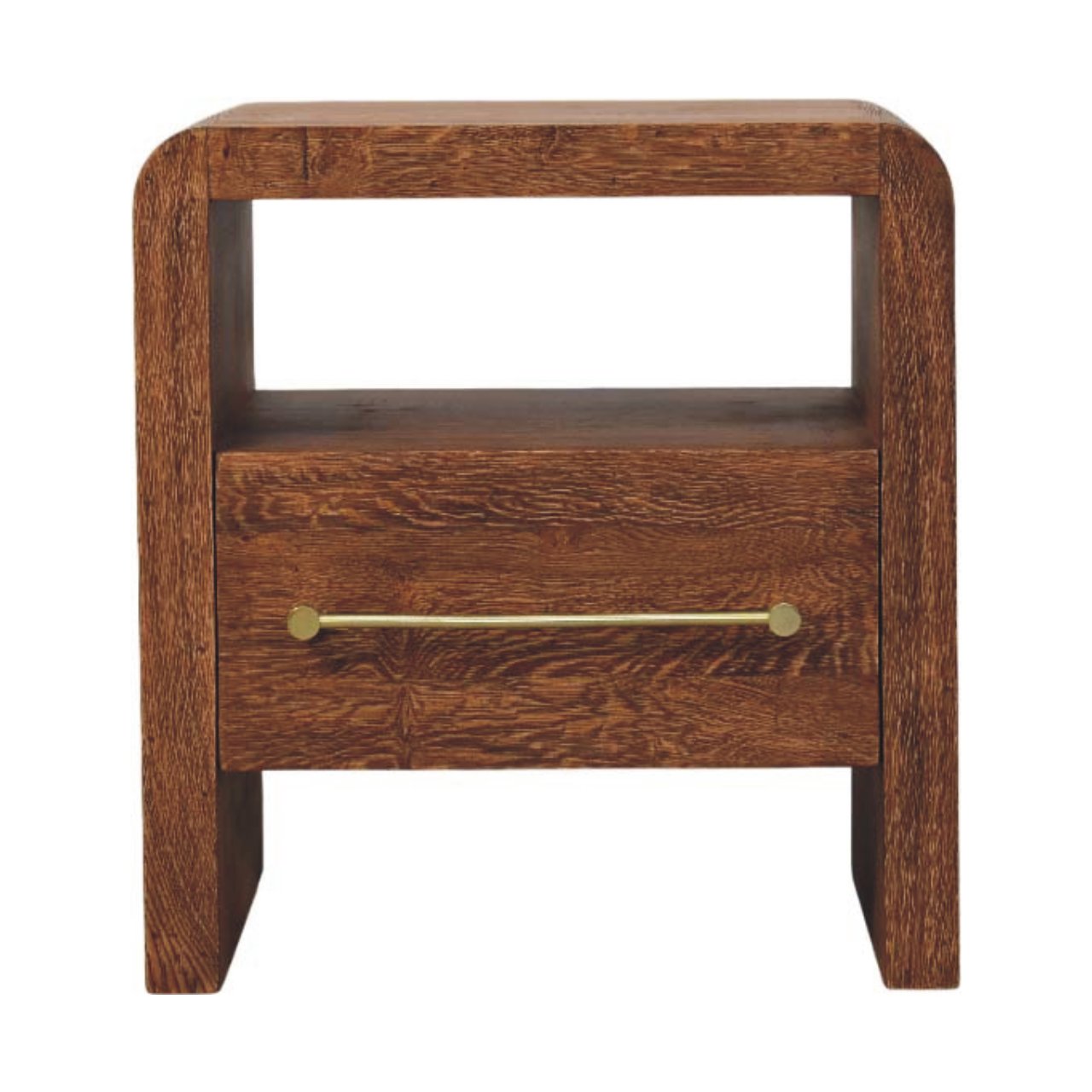 Table de chevet Aurelio chêne fumé ouvert
