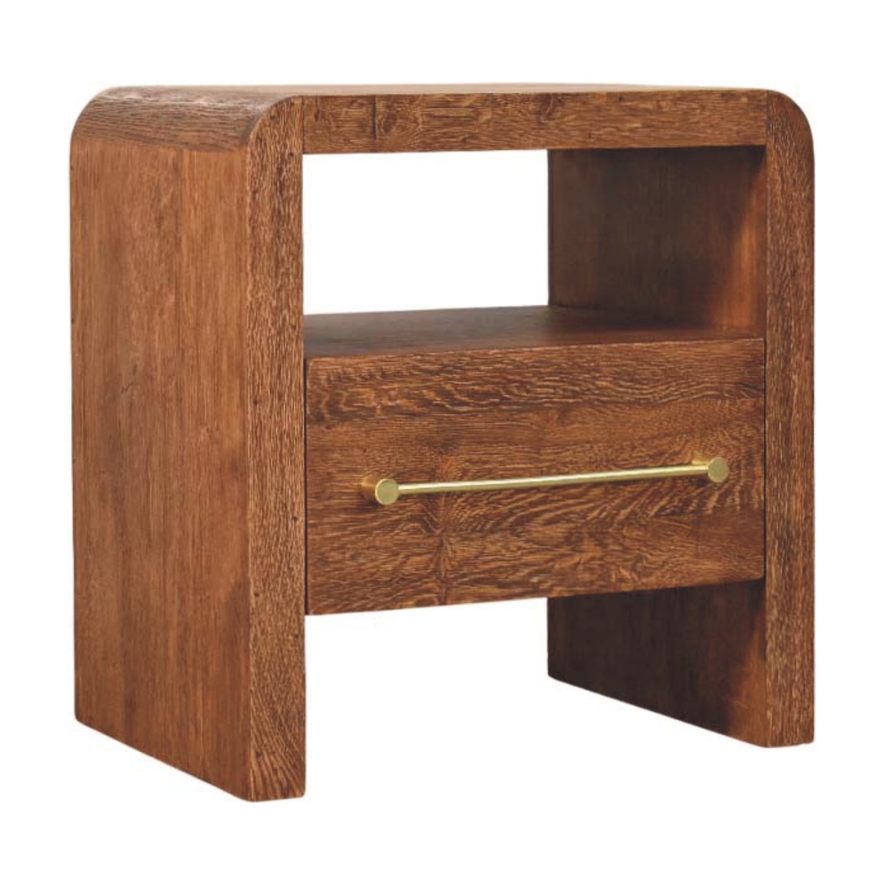 Table de chevet Aurelio chêne fumé ouvert