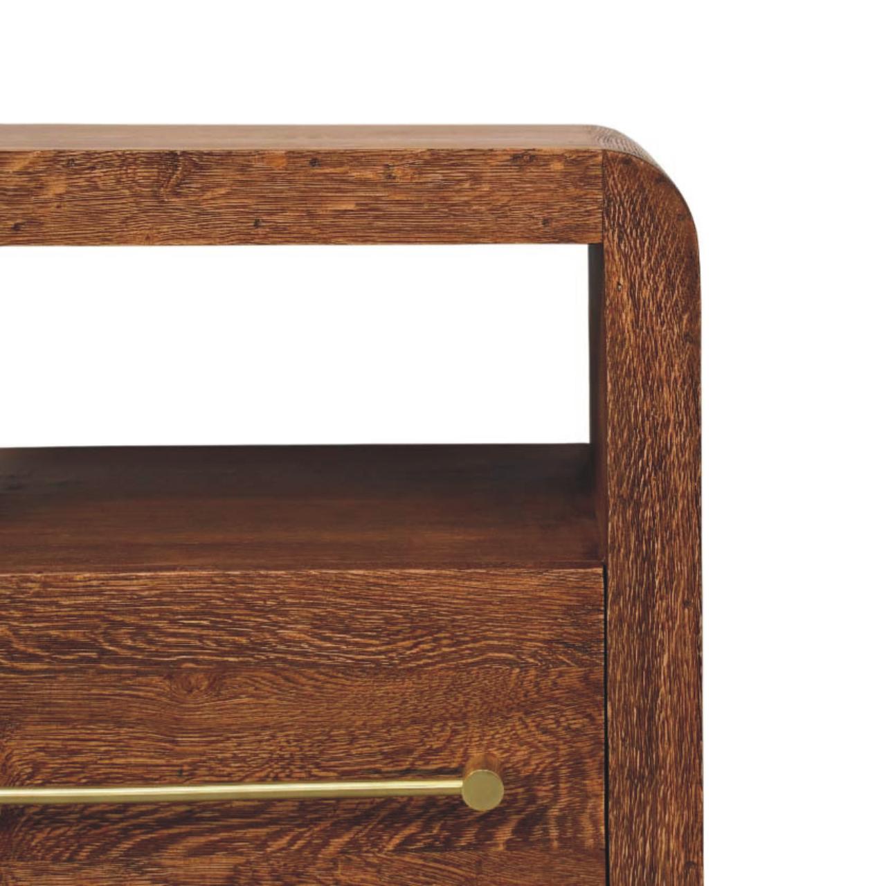 Table de chevet Aurelio chêne fumé ouvert