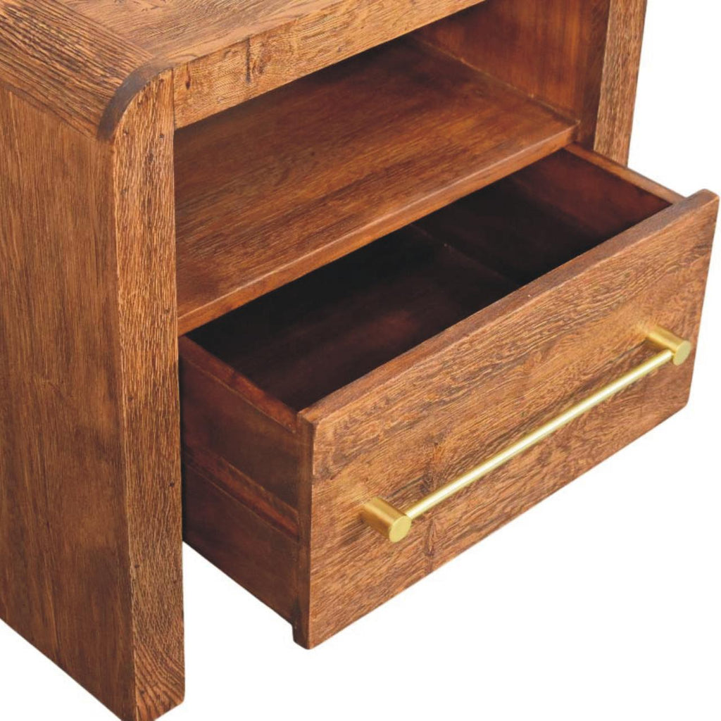 Table de chevet Aurelio chêne fumé ouvert