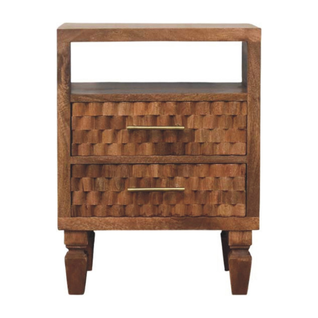 Table de chevet Cadiz sculpté ouvert Shelf