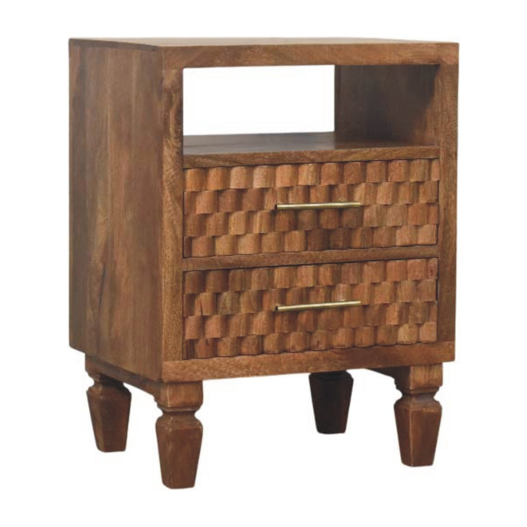 Table de chevet Cadiz sculpté ouvert Shelf