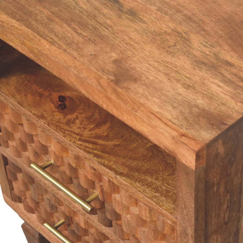 Table de chevet Cadiz sculpté ouvert Shelf