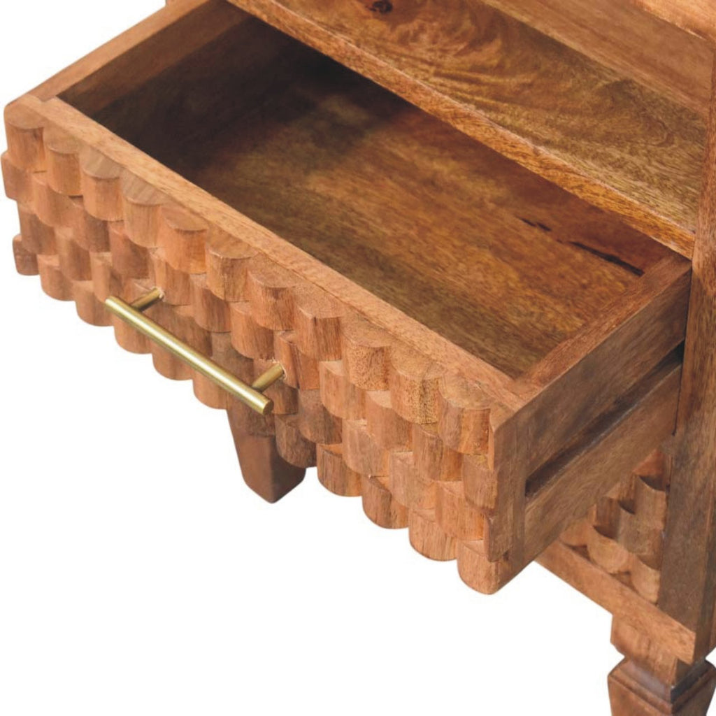 Table de chevet Cadiz sculpté ouvert Shelf