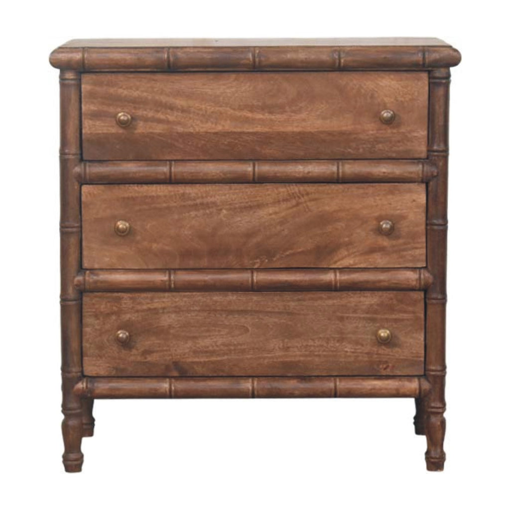Commode bambou sculpté 3 Tiroirs