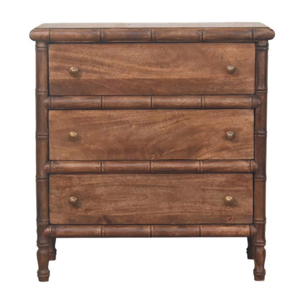Commode bambou sculpté 3 Tiroirs