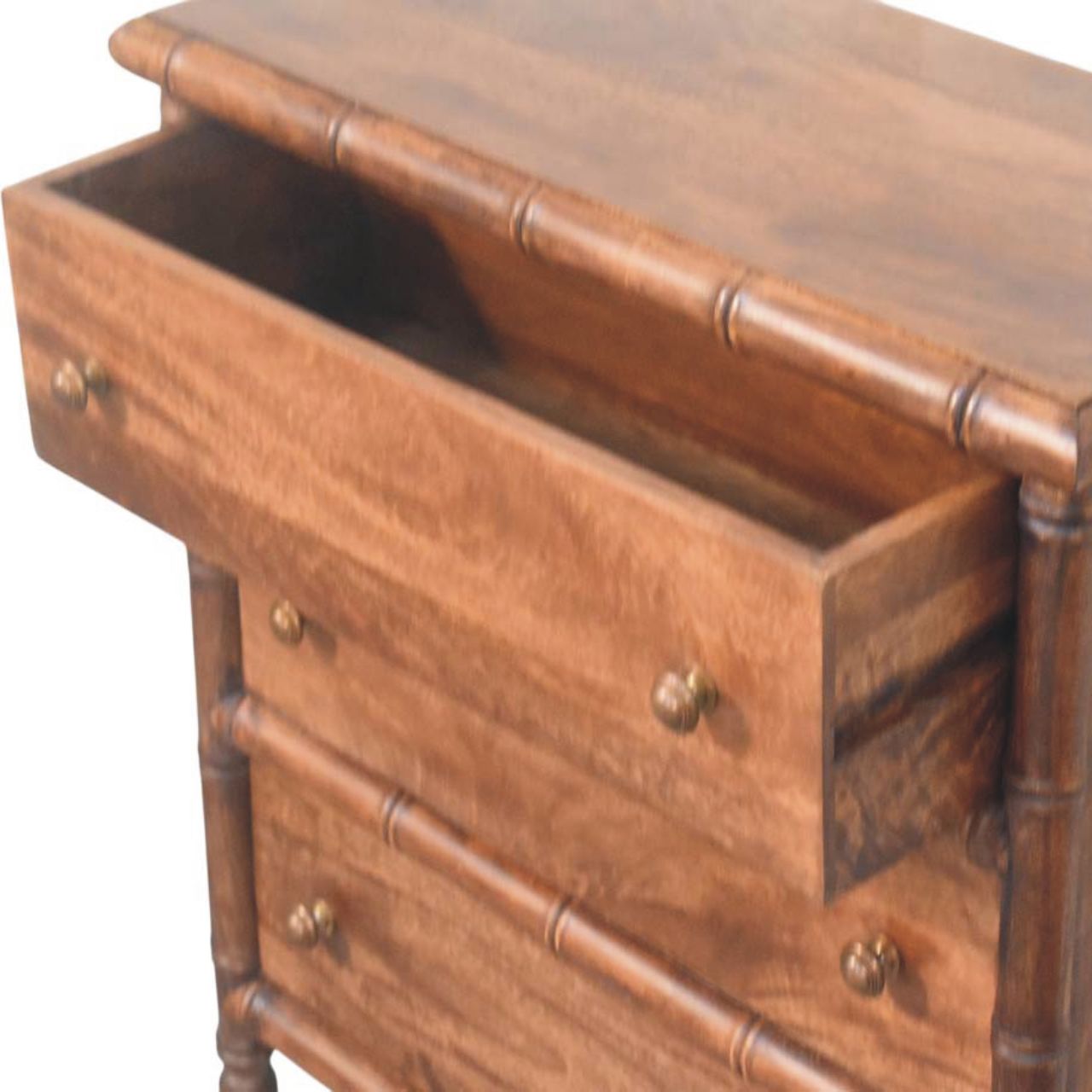 Commode bambou sculpté 3 Tiroirs