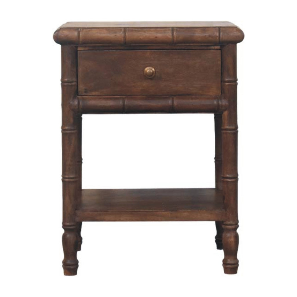 Table de chevet bambou sculpté