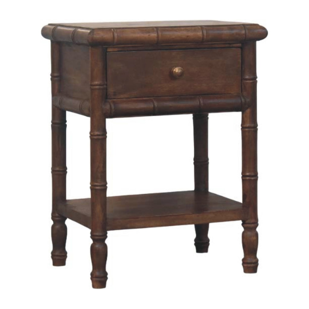 Table de chevet bambou sculpté
