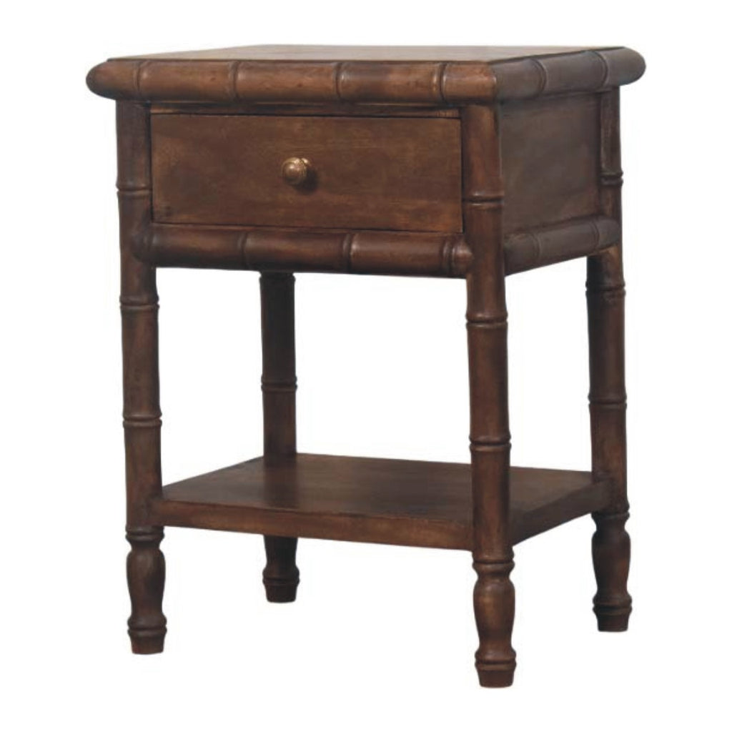 Table de chevet bambou sculpté