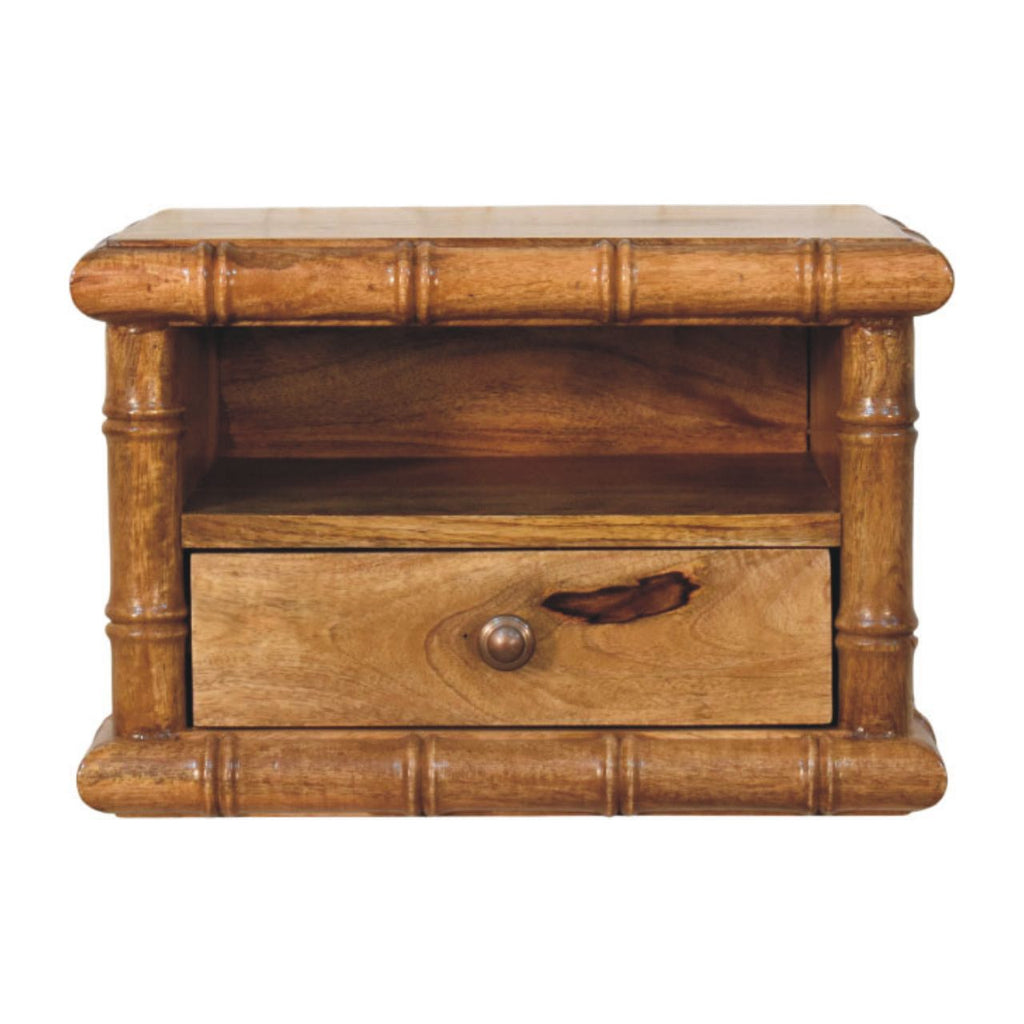 Table de chevet bambou ouvert ambré chêne Finish