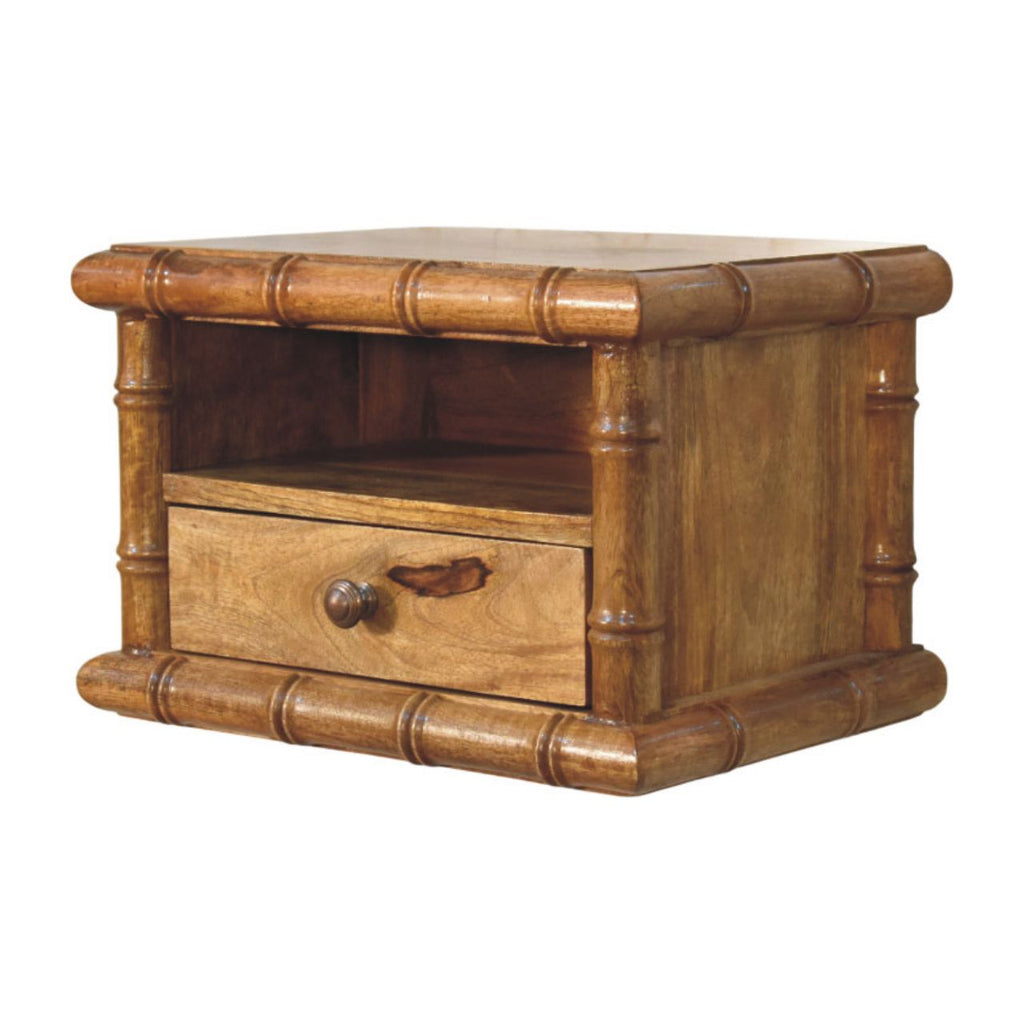 Table de chevet bambou ouvert ambré chêne Finish